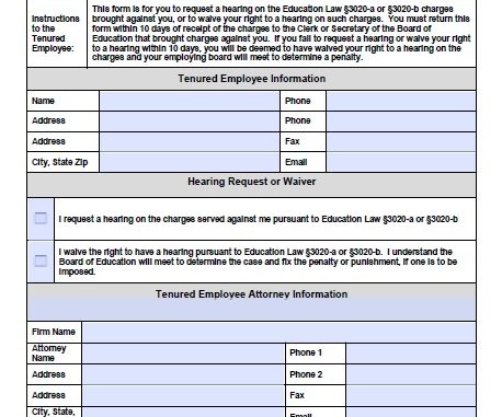 tenure hearing request